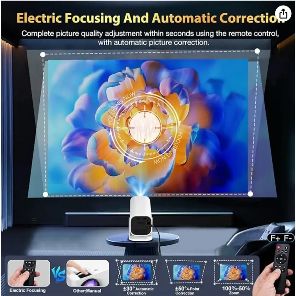 Mini 1080P Portable Projector With Wifi And Bluetooth